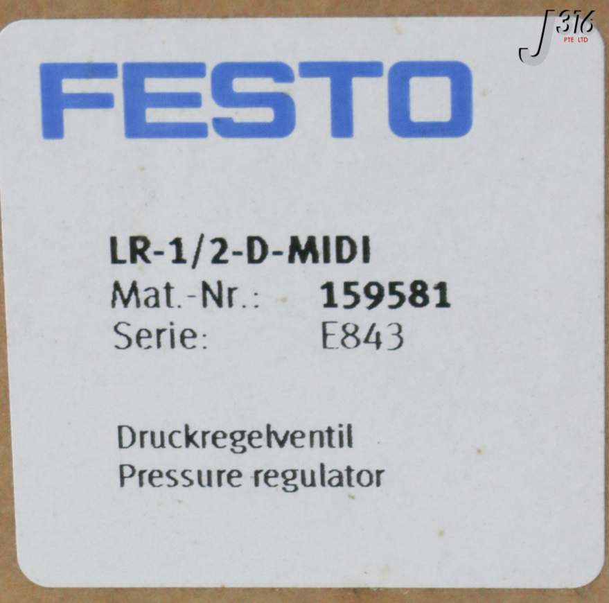 31137 FESTO AIR SOURCE PRESSURE REDUCING VALVE, 159581 (NEW) LR-1